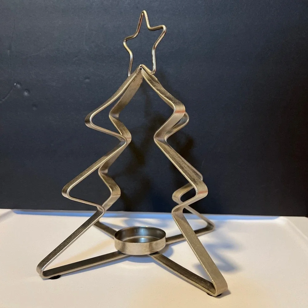 Metal Christmas Tree‎ Candle Holder Star Topper Table Decor tea light